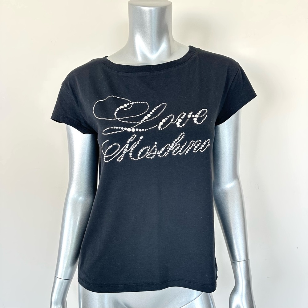 Love Moschino women T-shirt established with stones size 4 US